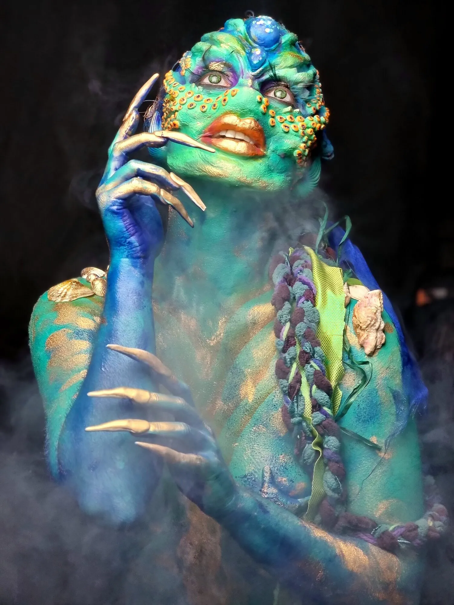 Green mermaid body paint