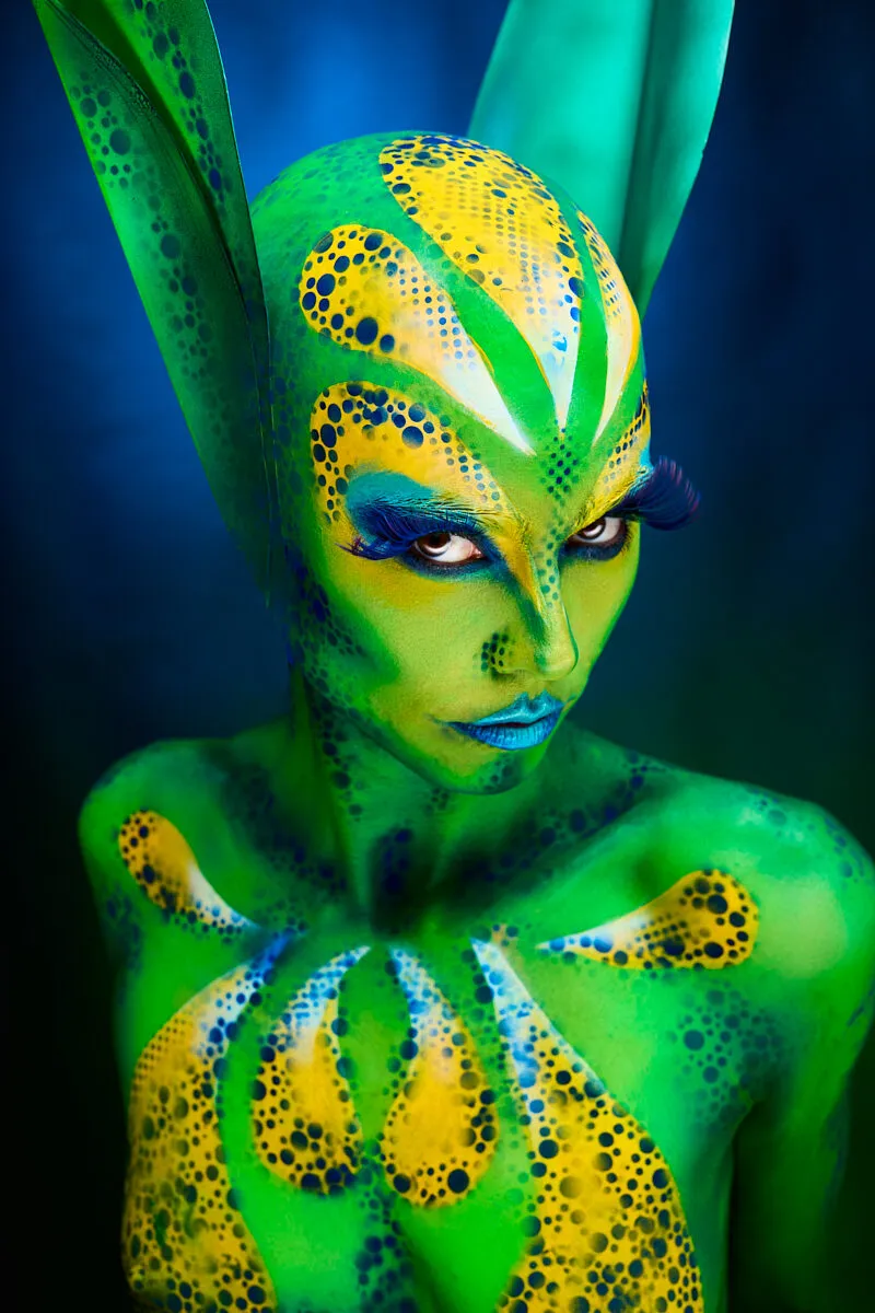 Green alien body paint