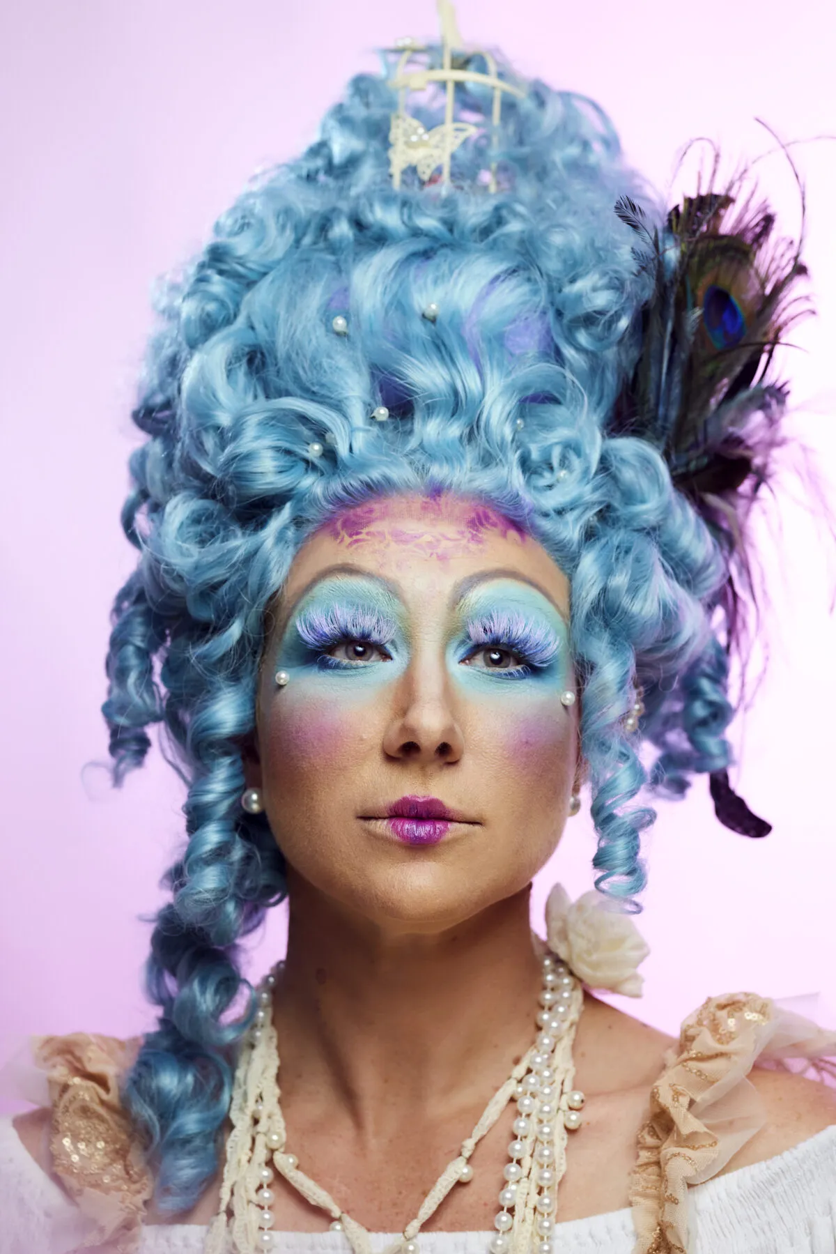 Baroque wig and character makeup