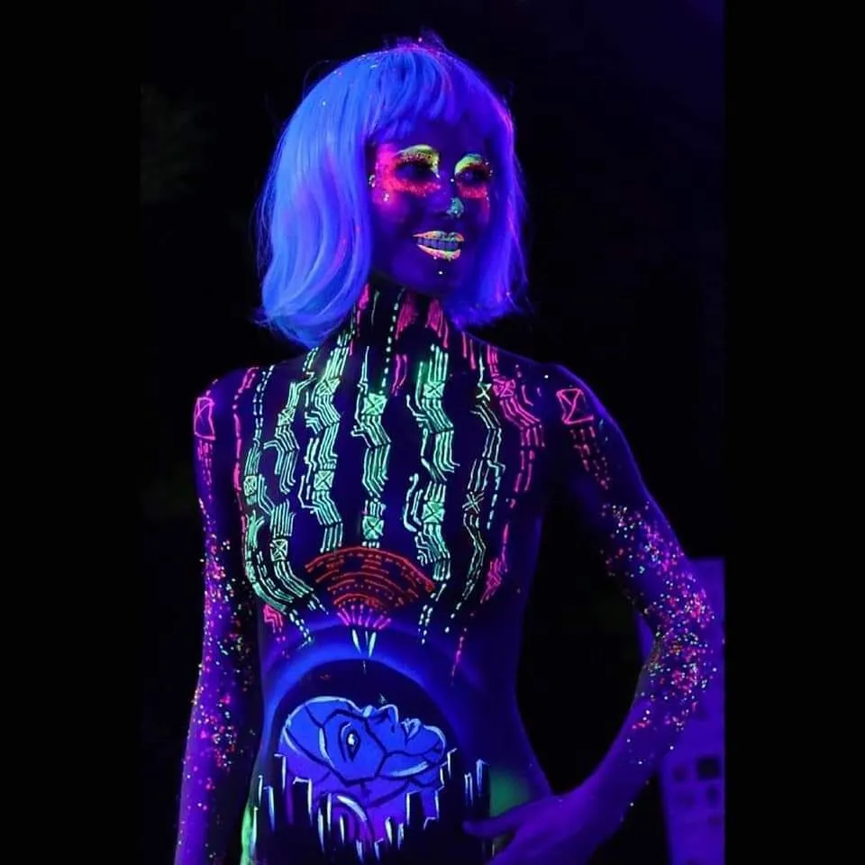 Uv body paint portrait