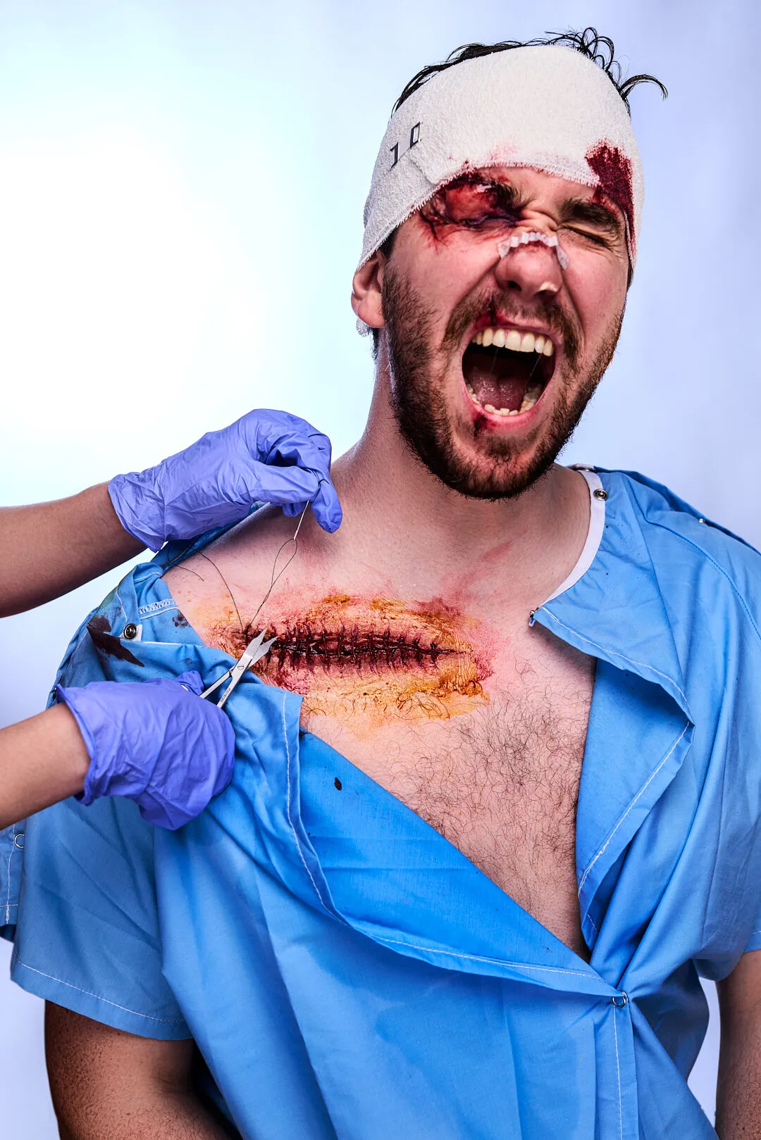 Patient with chest wound